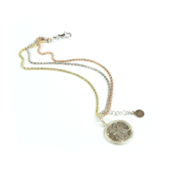 Bracciale 3 fili Argento con moneta - BR1.49 Amanthia Argento multicolor