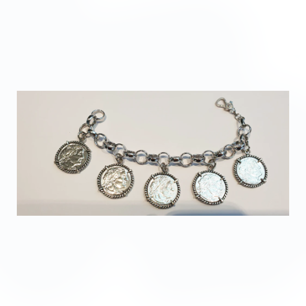 Bracciale in argento 925 con 5 monete in Argento 925 - BR.113 Amanthia