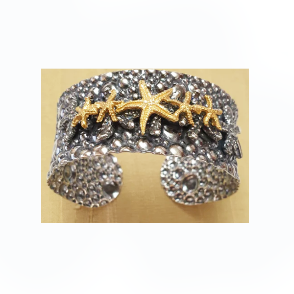 Bracciale Schiava con Stelle Marine in Argento 925 Bicolore - BR.SC.101 Amanthia