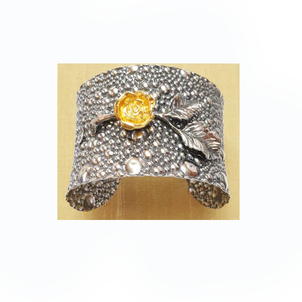 Bracciale Schiava Big Rosa in Argento 925 Bicolore - BR.SC.103.BIG Amanthia