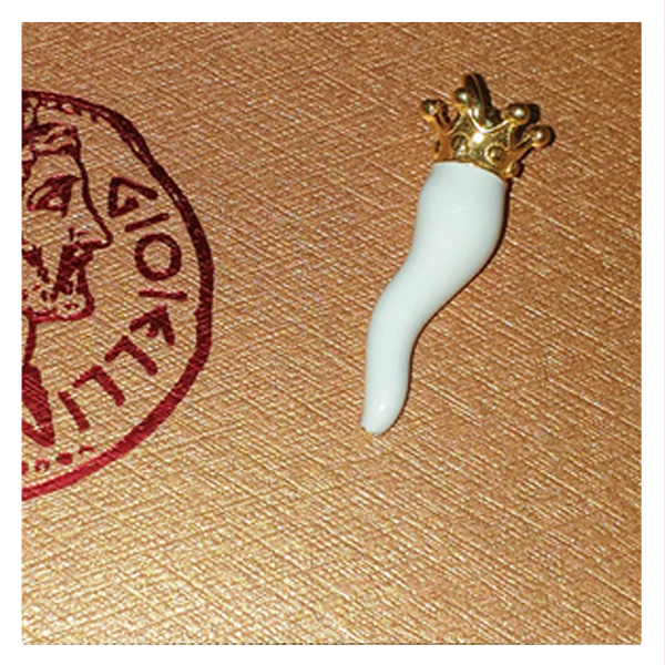 Ciondolo Cornetto Argento smalto Bianco - CI.CO.BIA Amanthia Argento dorato