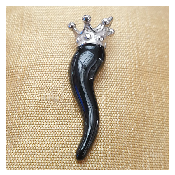 Ciondolo Cornetto Argento smalto Nero - CI.CO.NE Amanthia Argento bianco