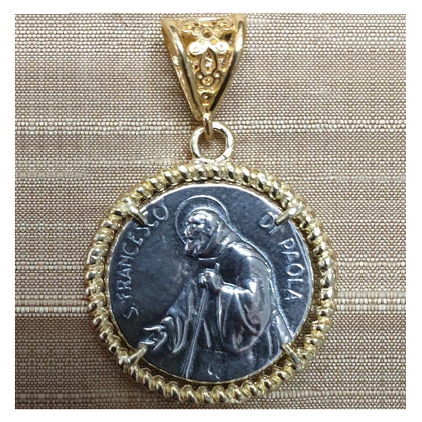 Ciondolo San Francesco di Paola Argento 925 - CI.SF.001 Amanthia Dorato