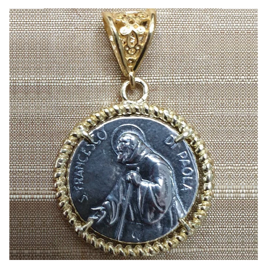 Ciondolo San Francesco di Paola Argento 925 - CI.SF.001  Amanthia Dorato  