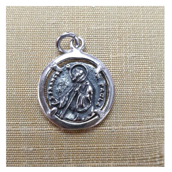 Ciondolo San Francesco di Paola in Argento 925 lucido - CI.SF.002 Amanthia Bianco