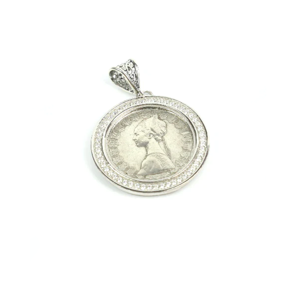 Ciondolo Moneta 500 lire d'epoca con zirconi - CI.005 Amanthia
