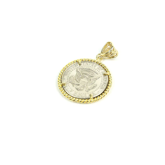 Ciondolo moneta dollaro d'epoca in Argento dorato - CI.007D  Amanthia   