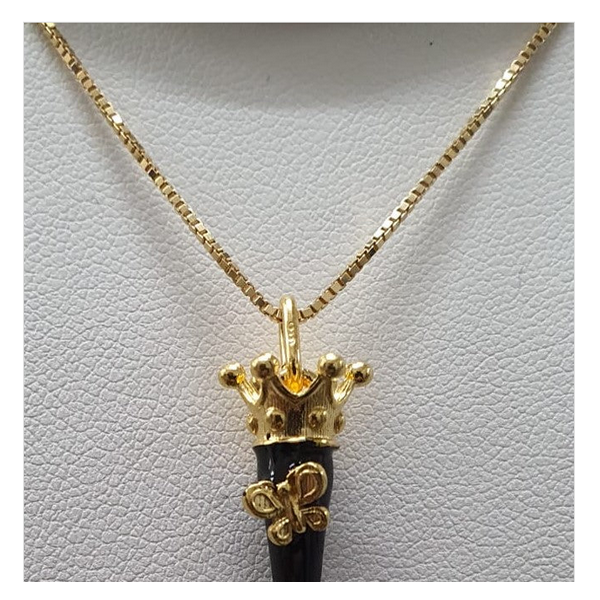 Collana argento con Ciondolo Porta Fortuna "Ida Miceli DNY"- Cod.CO.CI.NE.DNY Amanthia NERO Argento dorato
