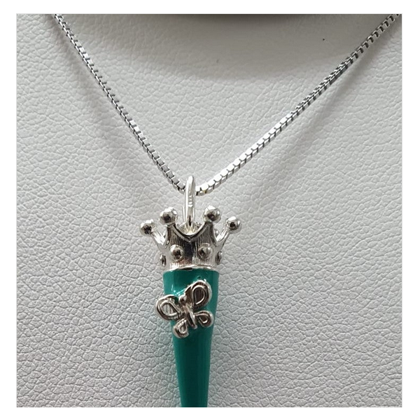 Collana argento con Ciondolo Porta Fortuna "Ida Miceli DNY"- Cod.CO.CI.NE.DNY  Amanthia VERDE Argento bianco 