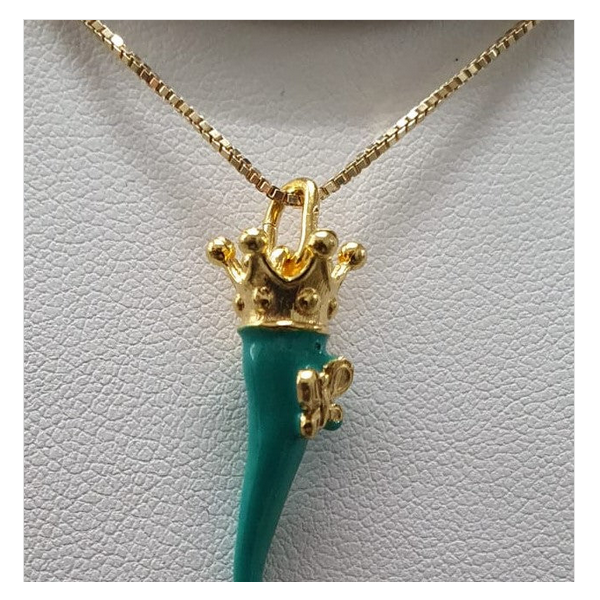 Collana argento con Ciondolo Porta Fortuna "Ida Miceli DNY"- Cod.CO.CI.NE.DNY Amanthia VERDE Argento dorato