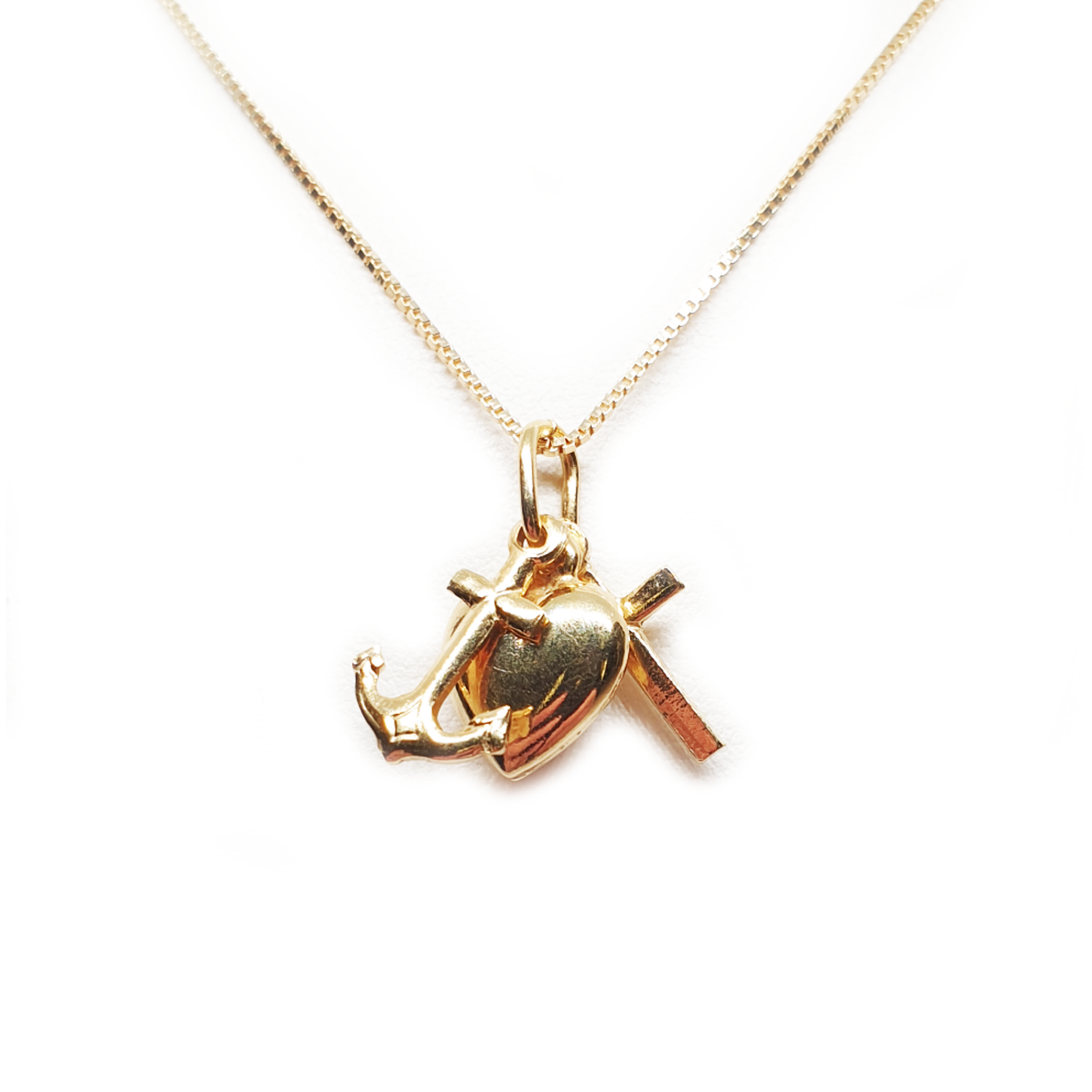 Collana argento con Ciondolo Fede Speranza e Carità "Porta Fortuna" - CO.FSC Amanthia Argento dorato