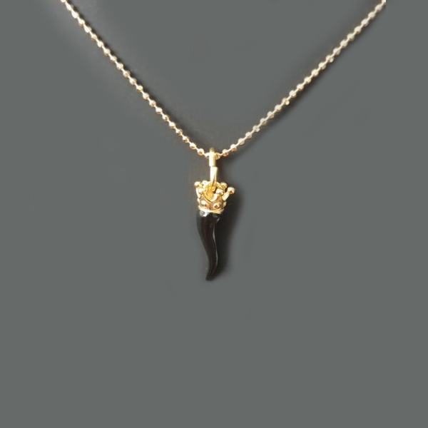 Collana argento con Ciondolo Cornetto "Porta Fortuna" - CO.CO.MI Amanthia NERO Argento dorato