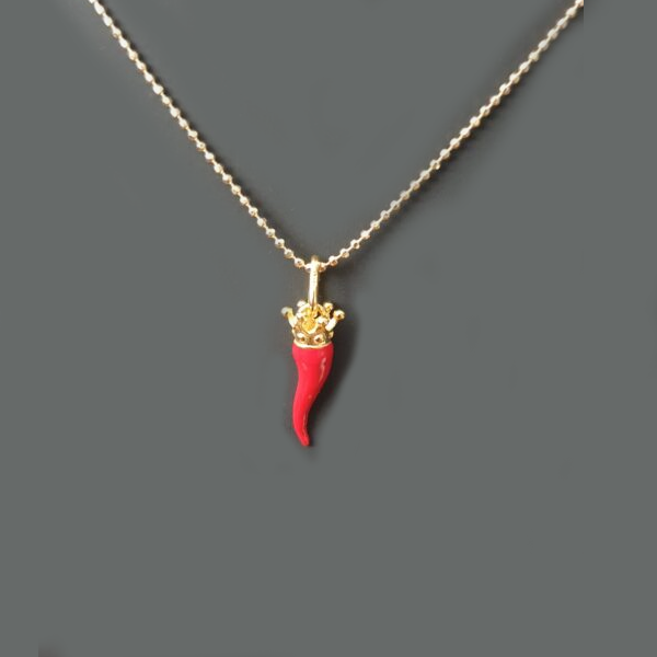 Collana argento con Ciondolo Cornetto "Porta Fortuna" - CO.CO.MI Amanthia ROSSO Argento dorato