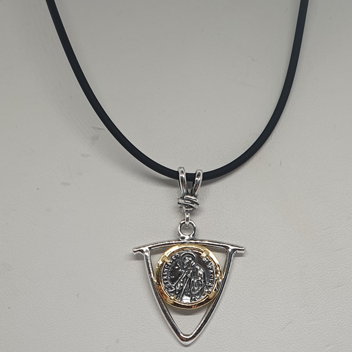 Collana caucciù San Francesco di Paola - CU.SF  Amanthia Dorato  