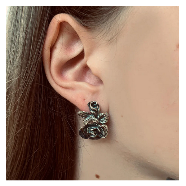 Vetro Gioielli 925 Argento Sterling Orecchini Rosa Fiore - Foto 13