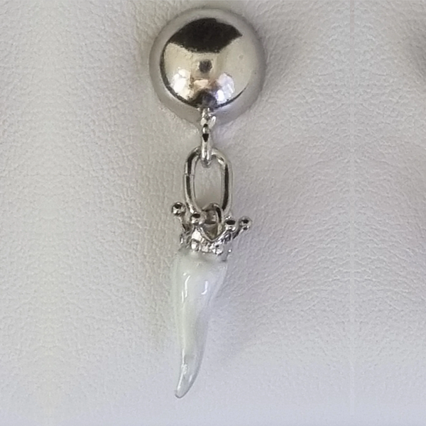 Monorecchino argento con Ciondolo Porta Fortuna "Ida Miceli DNY" Amanthia BIANCO Argento bianco