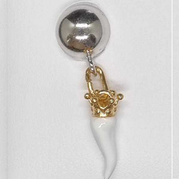 Monorecchino argento con Ciondolo Porta Fortuna "Ida Miceli DNY" Amanthia BIANCO Argento dorato