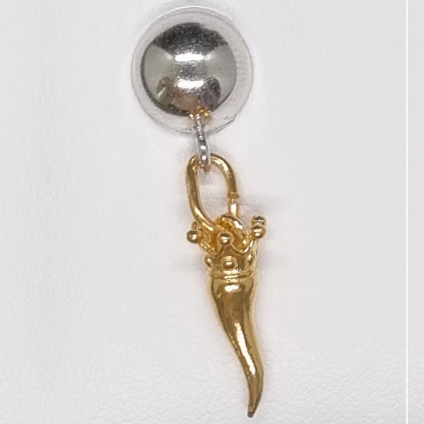 Monorecchino argento con Ciondolo Porta Fortuna "Ida Miceli DNY" Amanthia DORATO Argento dorato