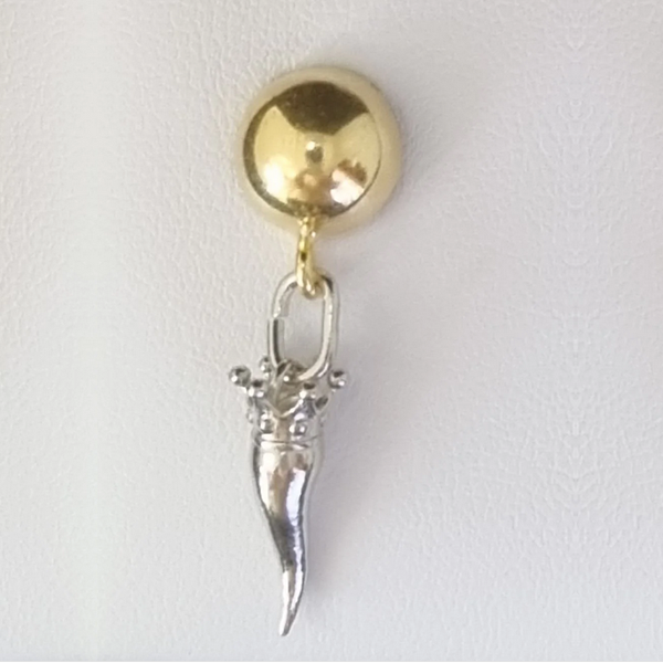 Monorecchino argento dorato con Ciondolo Porta Fortuna "Ida Miceli DNY"- Cod.OR.DO.CI.DNY Amanthia ARGENTO Argento bianco