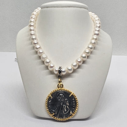 Collana perle con San Francesco di Paola - CO.PP.SF  Amanthia   