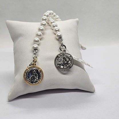 Bracciale Perle con moneta San Francesco di Paola - BR.PP.SF  Amanthia   