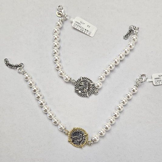 Bracciale Perle con moneta San Francesco di Paola centrale - BR.PP.SF.C  Amanthia   