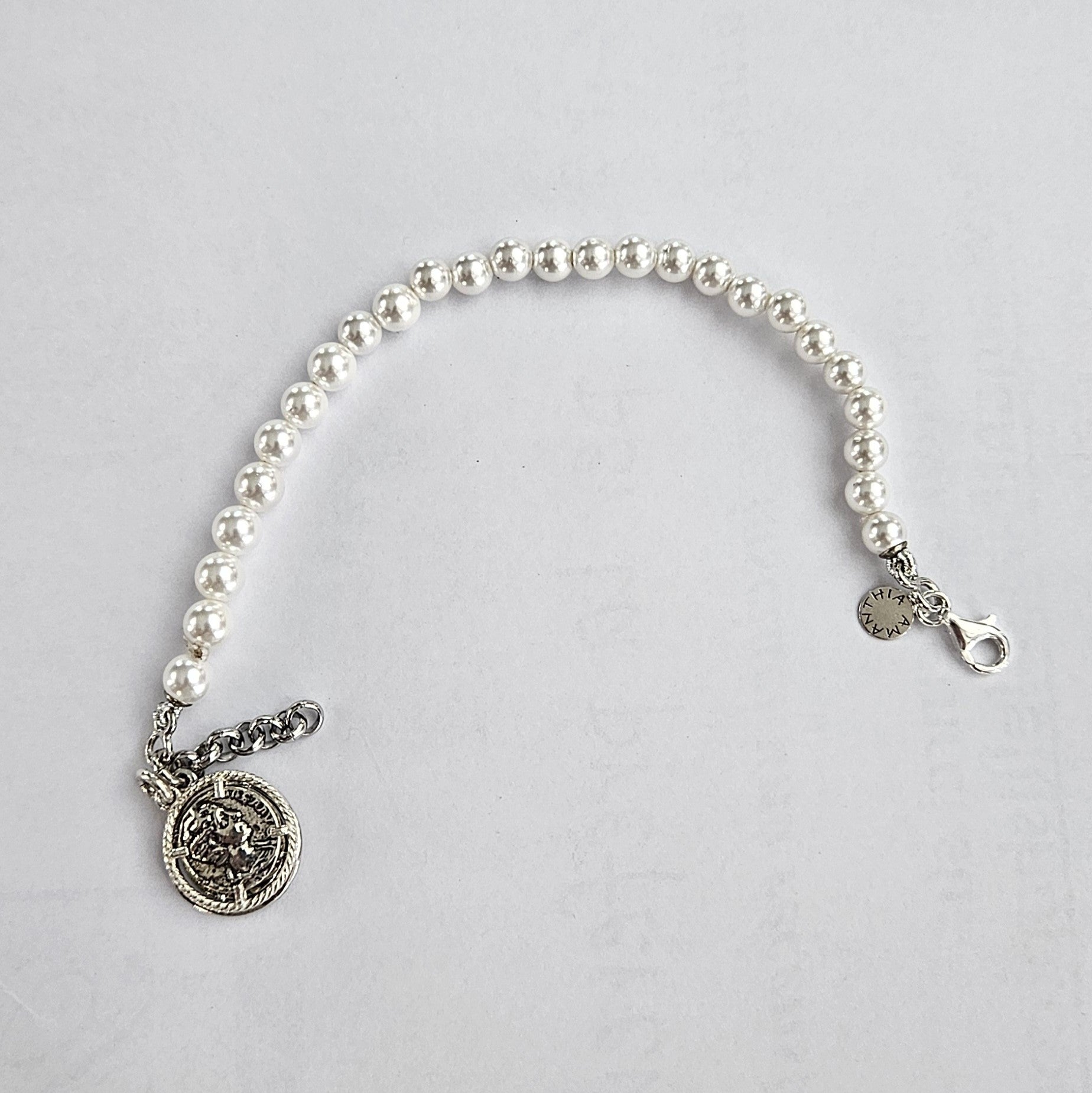 Bracciale perle con Moneta Argento - BR.105 Amanthia