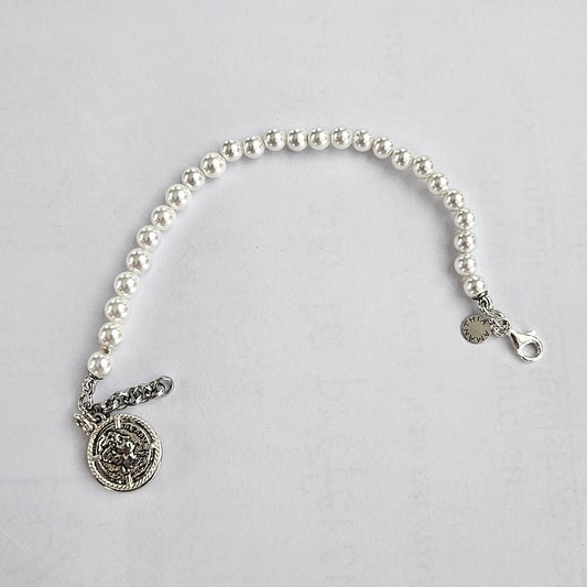 Bracciale perle con Moneta Argento - BR.105 Amanthia