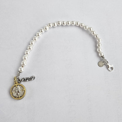 Bracciale perle con Moneta Argento - BR.105 Amanthia