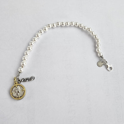 Bracciale perle con Moneta Argento - BR.105 Amanthia
