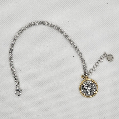 Bracciale Calza Argento con Moneta - BR16.79 Amanthia Argento dorato