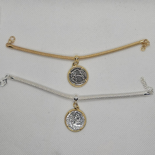 Bracciale Calza Argento con Moneta - BR16.109 Amanthia