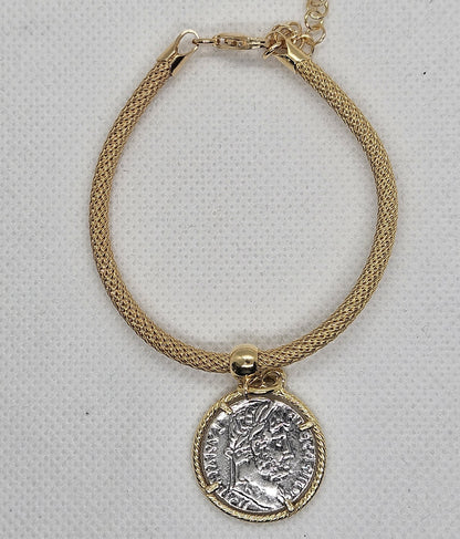 Bracciale Calza Argento con Moneta - BR16.109 Amanthia Argento dorato
