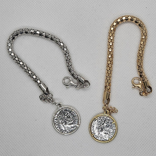 Bracciale fune Argento con Moneta - BR19.109 Amanthia