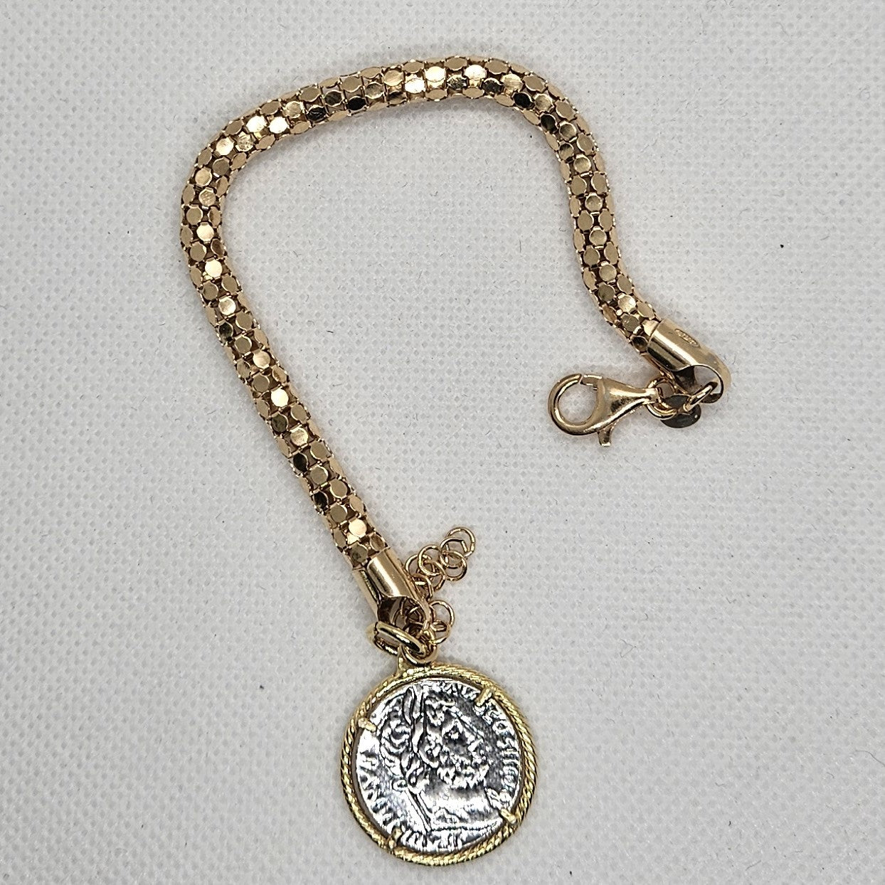 Bracciale fune Argento con Moneta - BR19.109 Amanthia Argento dorato