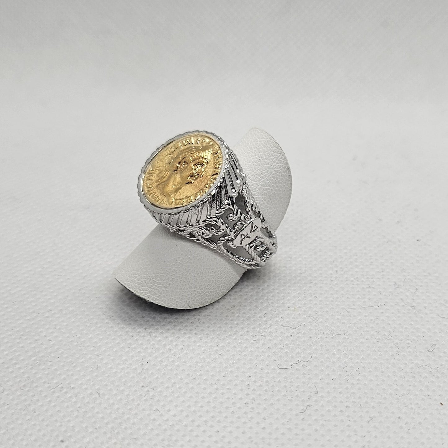 Anello Fascia con Moneta in Argento - AN.MO.3.95 Amanthia BICOLORE