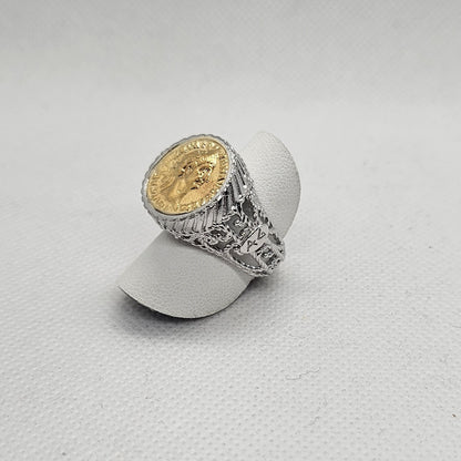 Anello Fascia con Moneta in Argento - AN.MO.3.95 Amanthia BICOLORE