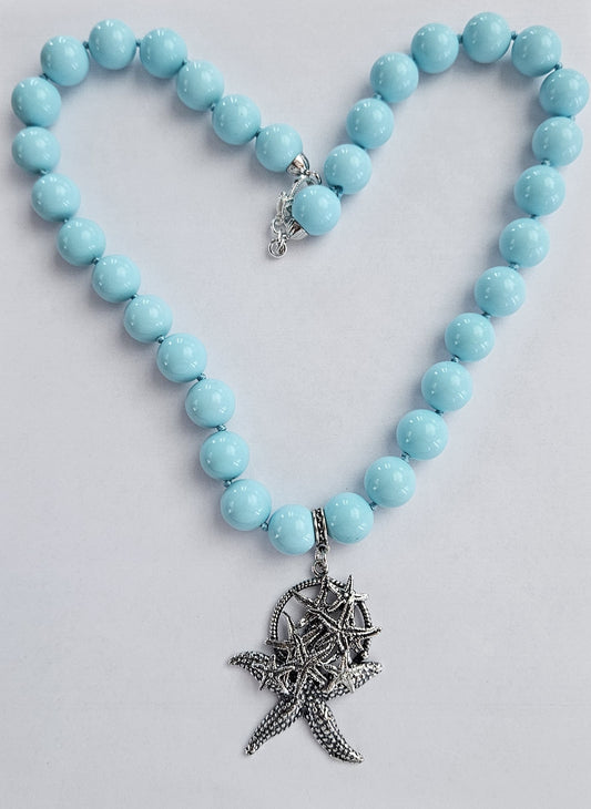 Collana pasta turchese con Stella Marina  Amanthia Argento Bianco  