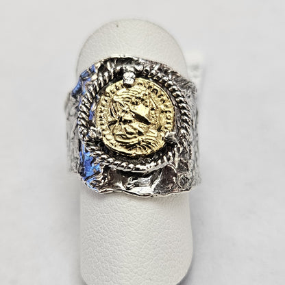Anello Fascia con Moneta in Argento - AN.MON.59  Amanthia Argento Bicolore  
