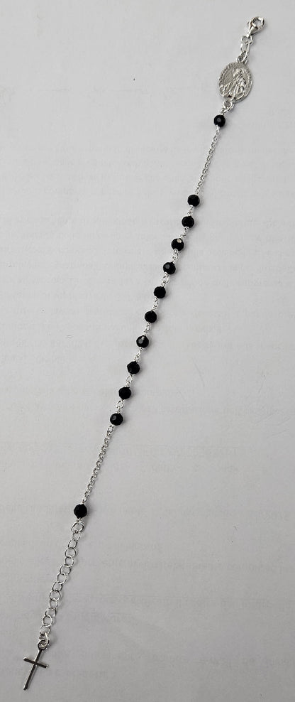 Bracciale Rosario San Francesco di Paola in Argento e Agata nera - BR.SF.NER Amanthia