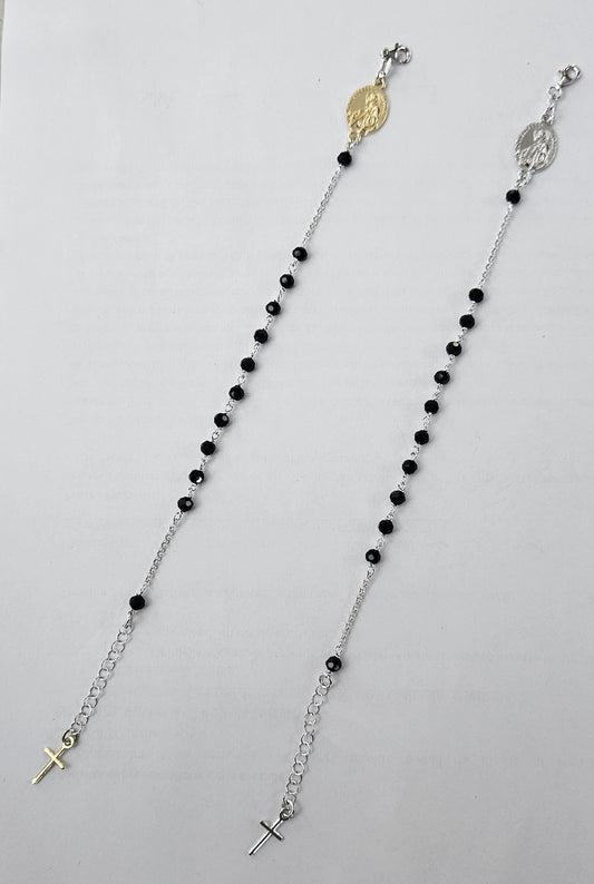 Bracciale Rosario San Francesco di Paola in Argento e Agata nera - BR.SF.NER Amanthia