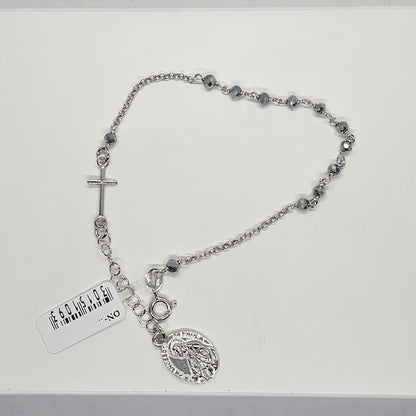 Bracciale Rosario San Francesco di Paola in Argento e Ematite - BR.RO.SF.1 Amanthia