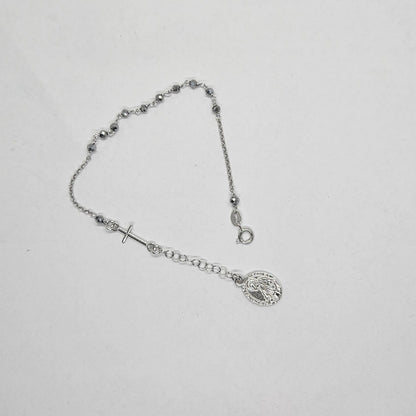 Bracciale Rosario San Francesco di Paola in Argento e Ematite - BR.RO.SF.1 Amanthia Argento Bianco