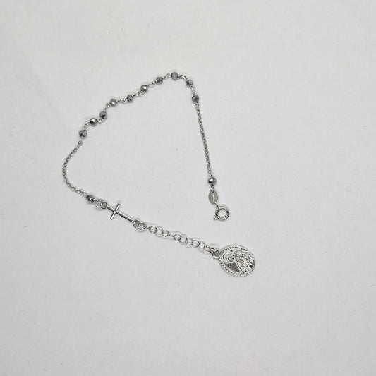 Bracciale Rosario San Francesco di Paola in Argento e Ematite - BR.RO.SF.1 Amanthia Argento Bianco