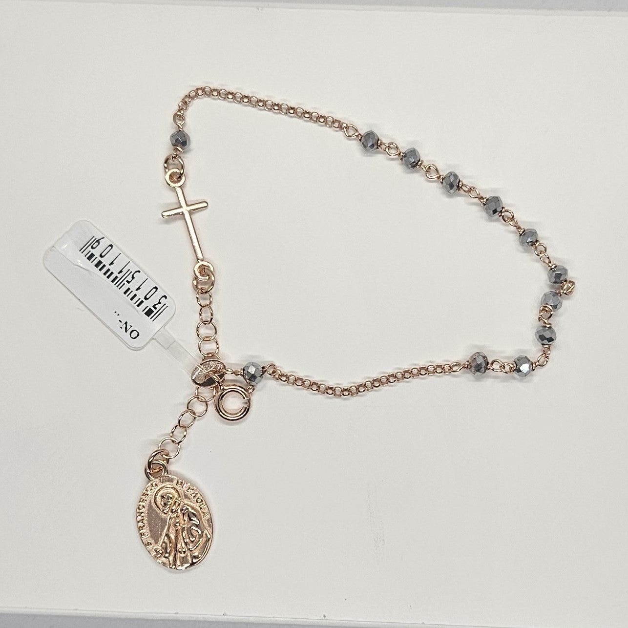 Bracciale Rosario San Francesco di Paola in Argento e Ematite - BR.RO.SF.1 Amanthia