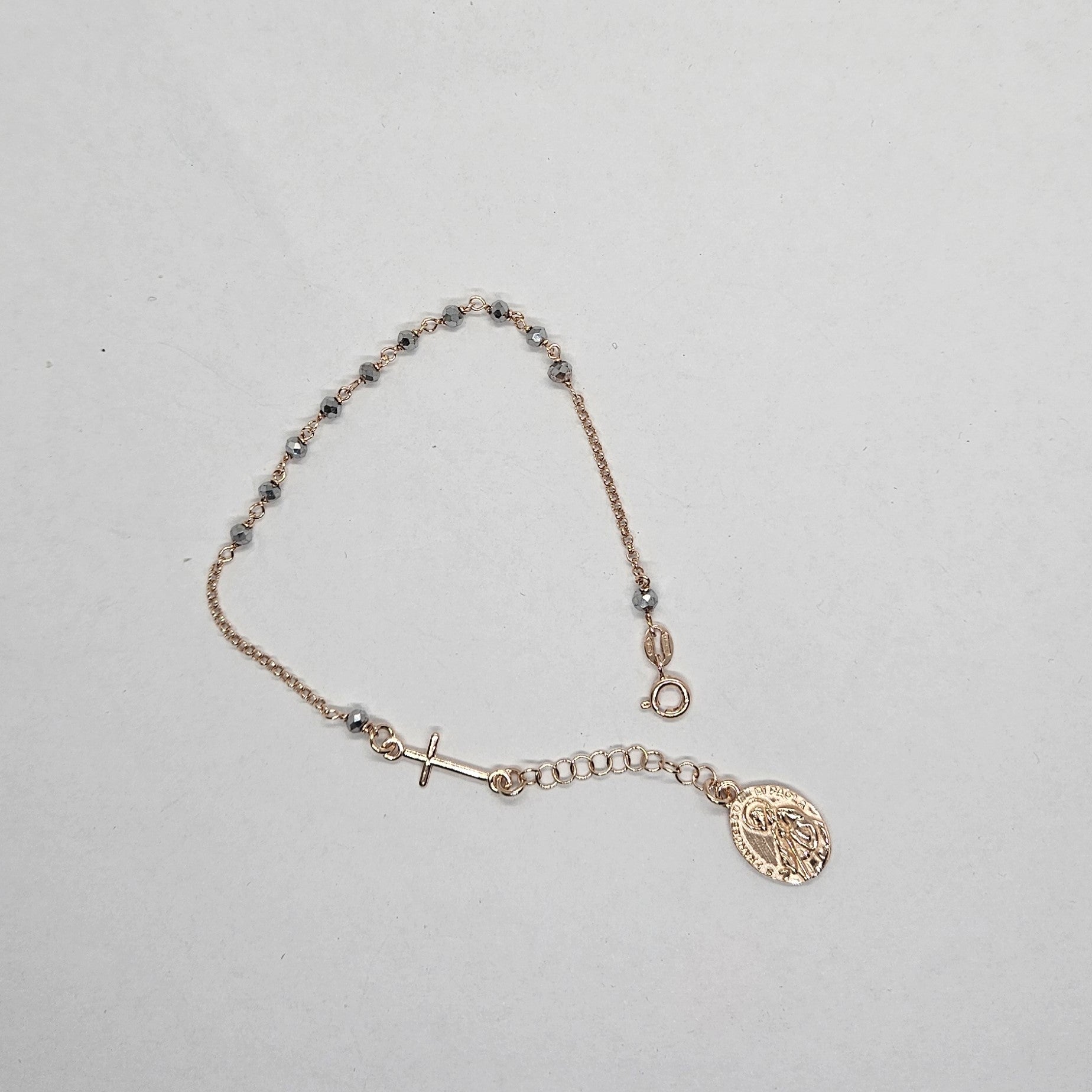 Bracciale Rosario San Francesco di Paola in Argento e Ematite - BR.RO.SF.1 Amanthia Argento Rosa
