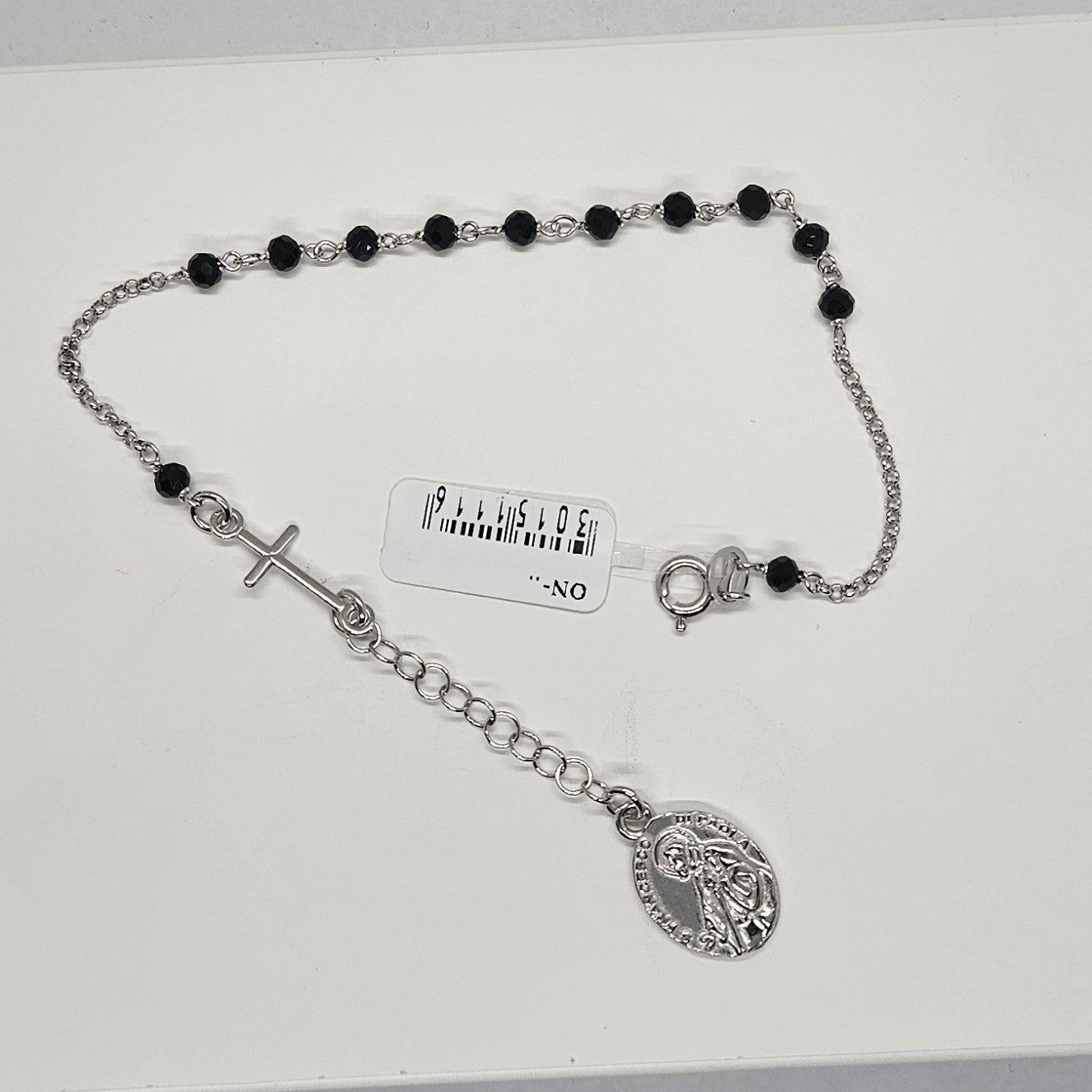 Bracciale Rosario San Francesco di Paola in Argento e Agata nera - BR.RO.SF.2 Amanthia