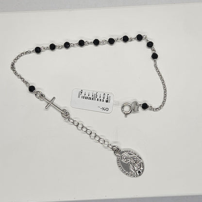 Bracciale Rosario San Francesco di Paola in Argento e Agata nera - BR.RO.SF.2 Amanthia