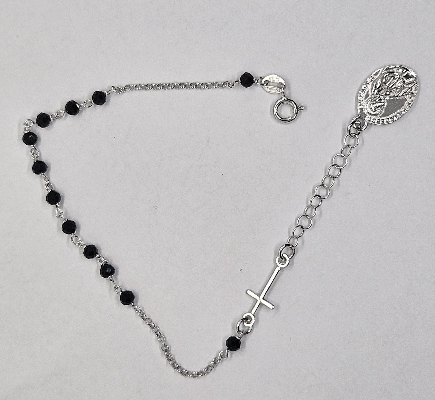 Bracciale Rosario San Francesco di Paola in Argento e Agata nera - BR.RO.SF.2 Amanthia Argento Bianco
