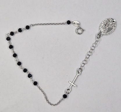Bracciale Rosario San Francesco di Paola in Argento e Agata nera - BR.RO.SF.2 Amanthia Argento Bianco